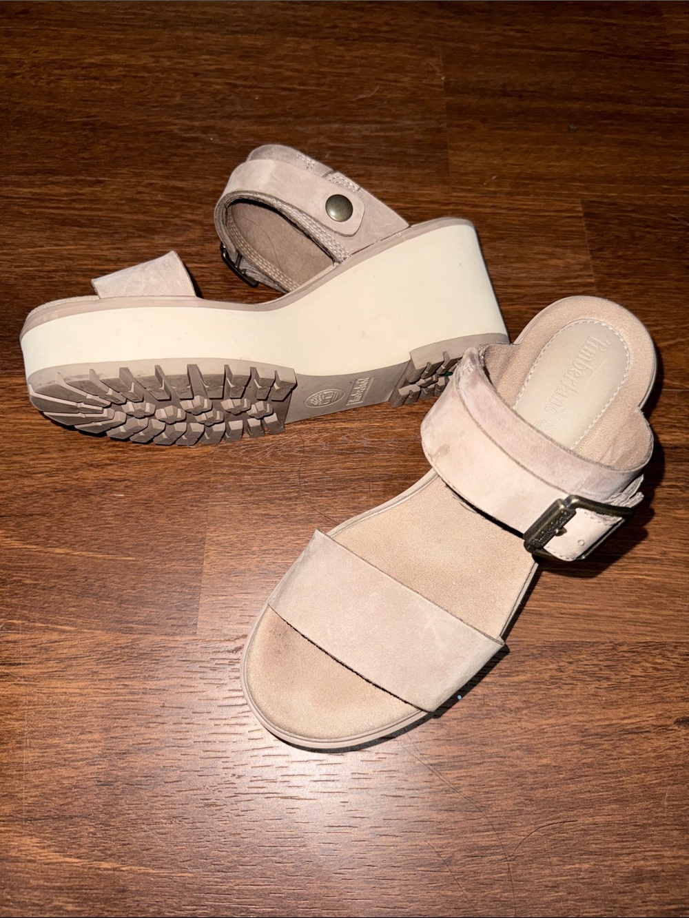 Timberland Platform Suede Wedge Sandals - Blush